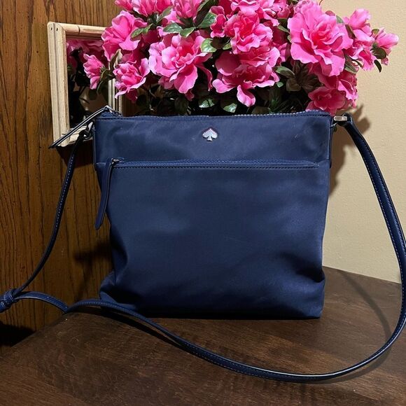 Kate Spade New York Jae Nylon Flat Zip Tote, Navy - Picture 1 of 9
